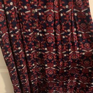 Red paisley button up dress